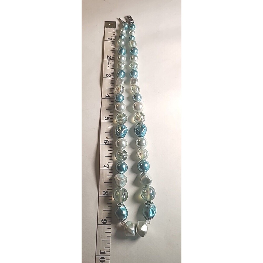Vintage Single Strand Blue Teal  Chunky Bead Necklace 18" MCM - Picture 5 of 5